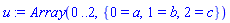 u := Array(0..2, {(1) = a, (2) = b})