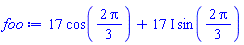 17*cos((2/3)*Pi)+(17*I)*sin((2/3)*Pi)
