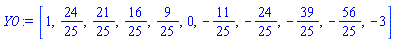 [1, 24/25, 21/25, 16/25, 9/25, 0, -11/25, -24/25, -39/25, -56/25, -3]