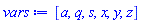 [a, q, s, x, y, z]