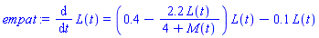 diff(L(t), t) = (.4-2.2*L(t)/(4+M(t)))*L(t)-.1*L(t)
