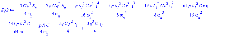 -(3/4)*C*p^3*R__n/omega__n-(3/4)*p*C*q^2*R__n/omega__n-(1/16)*p*L__1^2*C*e^4*eta^4/omega__n^5-(5/8)*p*L__1^2*C*e^3*eta^3/omega__n^4-(19/8)*p*L__1^2*C*e^2*eta^2/omega__n^3-(61/16)*p*L__1^2*C*e*eta/omega__n^2-(145/64)*p*L__1^2*C/omega__n-(1/4)*p*R*C/omega__n+(3/4)*q*C*p^2*gamma__1+(3/4)*q^3*C*gamma__1