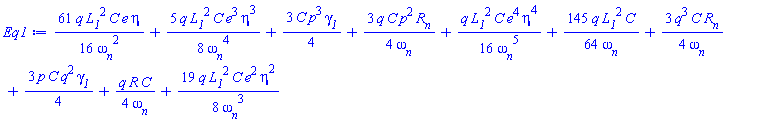 (61/16)*q*L__1^2*C*e*eta/omega__n^2+(5/8)*q*L__1^2*C*e^3*eta^3/omega__n^4+(3/4)*C*p^3*gamma__1+(3/4)*q*C*p^2*R__n/omega__n+(1/16)*q*L__1^2*C*e^4*eta^4/omega__n^5+(145/64)*q*L__1^2*C/omega__n+(3/4)*q^3*C*R__n/omega__n+(3/4)*p*C*q^2*gamma__1+(1/4)*q*R*C/omega__n+(19/8)*q*L__1^2*C*e^2*eta^2/omega__n^3
