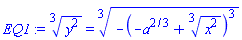surd(y^2, 3) = surd(-(-a^(2/3)+surd(x^2, 3))^3, 3)