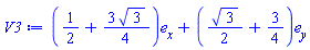 Vector(2, {(1) = 1/2+(3/4)*sqrt(3), (2) = (1/2)*sqrt(3)+3/4})