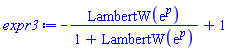 -LambertW(exp(p))/(1+LambertW(exp(p)))+1