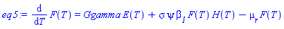 diff(F(T), T) = Ggamma*E(T)+sigma*psi*beta__1*F(T)*H(T)-mu__r*F(T)