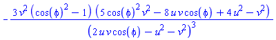 -3*v^2*(cos(phi)^2-1)*(5*cos(phi)^2*v^2-8*u*v*cos(phi)+4*u^2-v^2)/(2*u*v*cos(phi)-u^2-v^2)^3