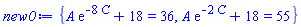 {A*exp(-8*C)+18 = 36, A*exp(-2*C)+18 = 55}