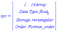 spc := Vector(4, {(1) = ` 1 .. 14 `*Array, (2) = `Data Type: `*float[8], (3) = `Storage: `*rectangular, (4) = `Order: `*Fortran_order})
