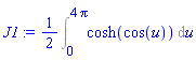 (1/2)*(Int(cosh(cos(u)), u = 0 .. 4*Pi))