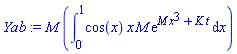 M*(int(cos(x)*x*M*exp(M*x^3+K*t), x = 0 .. 1))