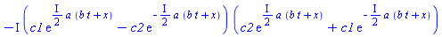 -I*(c1*exp(((1/2)*I)*a*(b*t+x))-c2*exp(-((1/2)*I)*a*(b*t+x)))*(c2*exp(((1/2)*I)*a*(b*t+x))+c1*exp(-((1/2)*I)*a*(b*t+x)))
