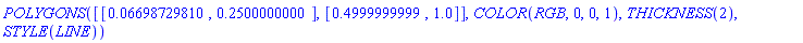 POLYGONS([[0.6698729810e-1, .2500000000], [.4999999999, 1.0]], COLOR(RGB, 0, 0, 1), THICKNESS(2), STYLE(LINE))