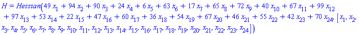 Hessian(49*x[1]+94*x[2]+90*x[3]+24*x[4]+6*x[5]+63*x[6]+17*x[7]+65*x[8]+72*x[9]+40*x[10]+67*x[11]+99*x[12]+97*x[13]+53*x[14]+22*x[15]+47*x[16]+60*x[17]+36*x[18]+54*x[19]+67*x[20]+46*x[21]+55*x[22]+42*x[23]+70*x[24], [x[1], x[2], x[3], x[4], x[5], x[6], x[7], x[8], x[9], x[10], x[11], x[12], x[13], x[14], x[15], x[16], x[17], x[18], x[19], x[20], x[21], x[22], x[23], x[24]])