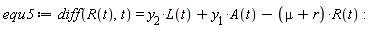 equ5 := diff(R(t), t) = y__2*L(t)+y__1*A(t)-(mu+r)*R(t)
