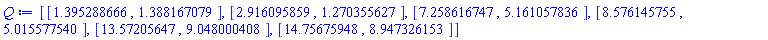 [[1.395288666, 1.388167079], [2.916095859, 1.270355627], [7.258616747, 5.161057836], [8.576145755, 5.015577540], [13.57205647, 9.048000408], [14.75675948, 8.947326153]]