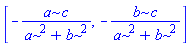 [-a*c/(a^2+b^2), -b*c/(a^2+b^2)]