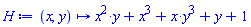 proc (x, y) options operator, arrow; x^2*y+x^3+x*y^3+y+1 end proc