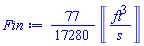 (77/17280)*Units:-Unit(ft^3/s)