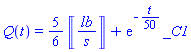 Q(t) = (5/6)*Units:-Unit(lb/s)+exp(-(1/50)*t)*_C1