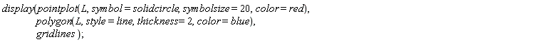 display(pointplot(L, symbol = solidcircle, symbolsize = 20, color = red), polygon(L, style = line, thickness = 2, color = blue), gridlines)