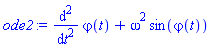 diff(diff(varphi(t), t), t)+omega^2*sin(varphi(t))