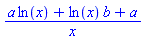 (a*ln(x)+ln(x)*b+a)/x