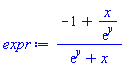 (-1+x/exp(y))/(exp(y)+x)