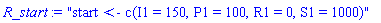 "start <- c(I1 = 150, P1 = 100, R1 = 0, S1 = 1000)"