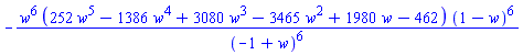 -w^6*(252*w^5-1386*w^4+3080*w^3-3465*w^2+1980*w-462)*(1-w)^6/(-1+w)^6