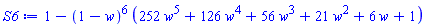 1-(1-w)^6*(252*w^5+126*w^4+56*w^3+21*w^2+6*w+1)