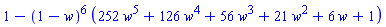 1-(1-w)^6*(252*w^5+126*w^4+56*w^3+21*w^2+6*w+1)