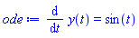 diff(y(t), t) = sin(t)