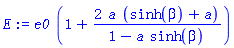 e0*(1+2*a*(sinh(beta)+a)/(1-a*sinh(beta)))