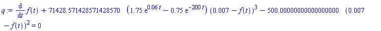 diff(f(t), t)+71428.571428571428570*(1.75*exp(0.6e-1*t)-.75*exp(-200*t))*(0.7e-2-f(t))^3-500.00000000000000000*(0.7e-2-f(t))^2 = 0