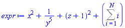 x^2+1/y^5+(z+1)^2+Sum(i, i = 1 .. N)