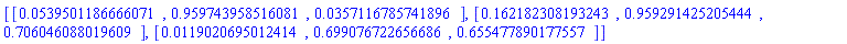 [[HFloat(0.05395011866660715), HFloat(0.9597439585160811), HFloat(0.035711678574189554)], [HFloat(0.16218230819324275), HFloat(0.9592914252054443), HFloat(0.7060460880196088)], [HFloat(0.011902069501241397), HFloat(0.699076722656686), HFloat(0.6554778901775566)]]