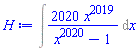 Int(2020*x^2019/(x^2020-1), x)