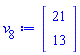 Vector(2, {(1) = 21, (2) = 13})
