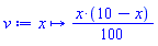 proc (x) options operator, arrow; (1/100)*x*(10-x) end proc