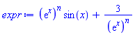 (exp(x))^n*sin(x)+3/(exp(x))^n