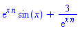 exp(x*n)*sin(x)+3/exp(x*n)