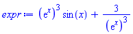 (exp(x))^3*sin(x)+3/(exp(x))^3