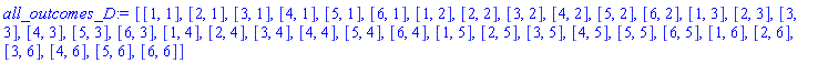 [[1, 1], [2, 1], [3, 1], [4, 1], [5, 1], [6, 1], [1, 2], [2, 2], [3, 2], [4, 2], [5, 2], [6, 2], [1, 3], [2, 3], [3, 3], [4, 3], [5, 3], [6, 3], [1, 4], [2, 4], [3, 4], [4, 4], [5, 4], [6, 4], [1, 5], [2, 5], [3, 5], [4, 5], [5, 5], [6, 5], [1, 6], [2, 6], [3, 6], [4, 6], [5, 6], [6, 6]]