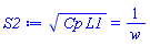 (Cp*L1)^(1/2) = 1/w
