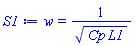 w = 1/(Cp*L1)^(1/2)