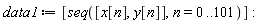 data1 := [seq([x[n], y[n]], n = 0 .. 101)]