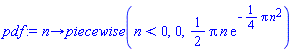 proc (n) options operator, arrow; piecewise(n < 0, 0, (1/2)*Pi*n*exp(-(1/4)*Pi*n^2)) end proc