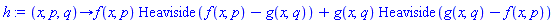 proc (x, p, q) options operator, arrow; f(x, p)*Heaviside(f(x, p)-g(x, q))+g(x, q)*Heaviside(g(x, q)-f(x, p)) end proc